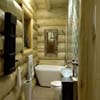 bathroom of small log home